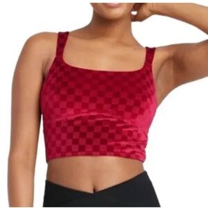 Checkered Velvet Brami - Colsie Red green S. Cropped Tank Bra set of 2